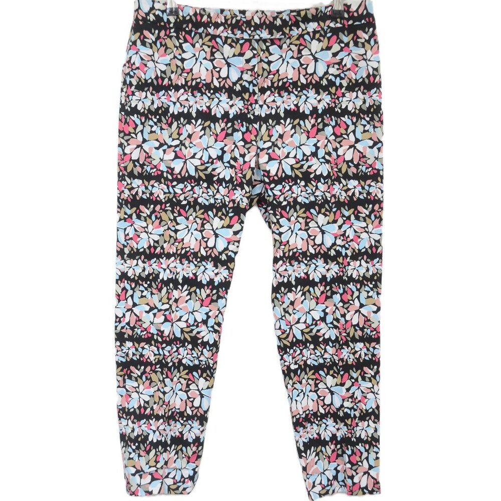Anne Klein Floral Artsy Spring Print Cropped Pants Women's 10 Flowers Travel